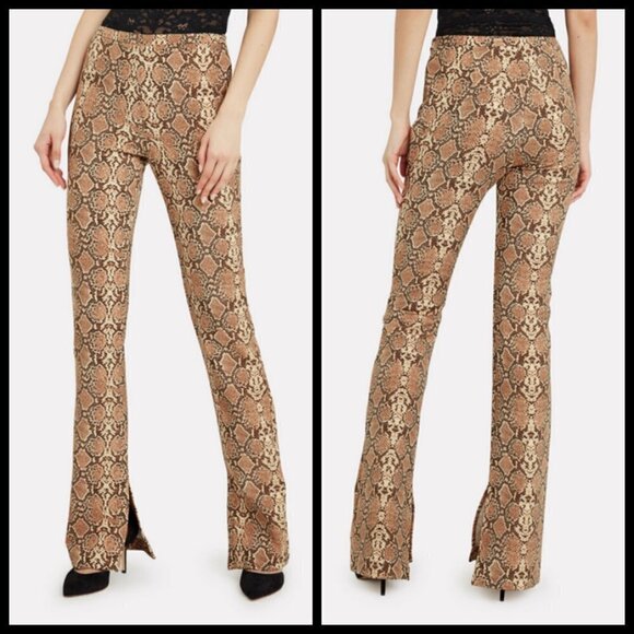💕ANINE BING💕 Cigarette Python Trousers ~ Split Cuff Snakeskin Print XS NWT - Picture 2 of 16